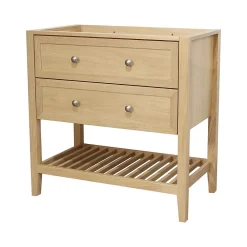 Meuble Buanderie|GoodHome Meuble sous vasque à poser 2 tiroirs 1 niche placage chêne l.80 cm + plan de toilette placage chêne, Perma