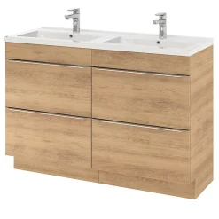GoodHome Meuble sous vasque à poser effet chêne l.120 x H.82 x P.45 cm, Imandra