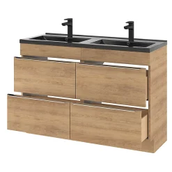 GoodHome Meuble sous vasque à poser effet chêne l.120 x H.82 x P.45 cm, Imandra