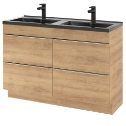 GoodHome Meuble sous vasque à poser effet chêne l.120 x H.82 x P.45 cm, Imandra