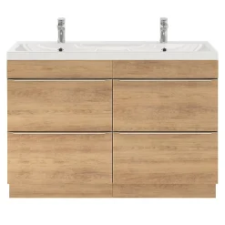GoodHome Meuble sous vasque à poser effet chêne l.120 x H.82 x P.45 cm, Imandra