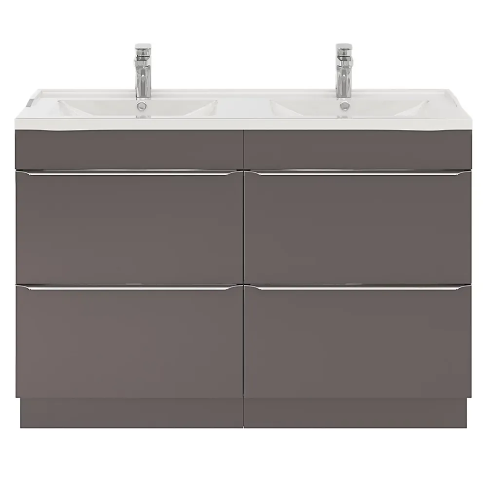 GoodHome Meuble sous vasque à poser gris taupe brillant l.120 x H.82 x P.45 cm, Imandra