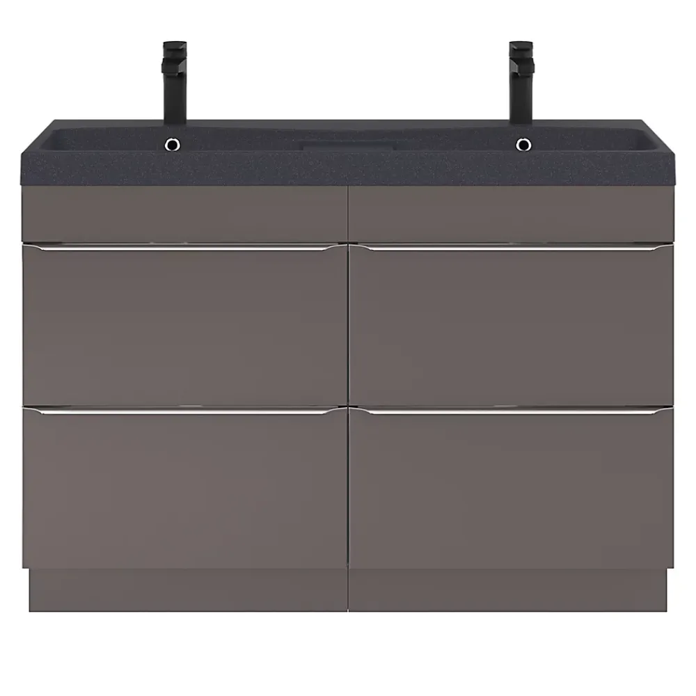 GoodHome Meuble sous vasque à poser gris taupe brillant l.120 x H.82 x P.45 cm, Imandra