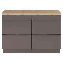 GoodHome Meuble sous vasque à poser gris taupe brillant l.120 x H.82 x P.45 cm, Imandra
