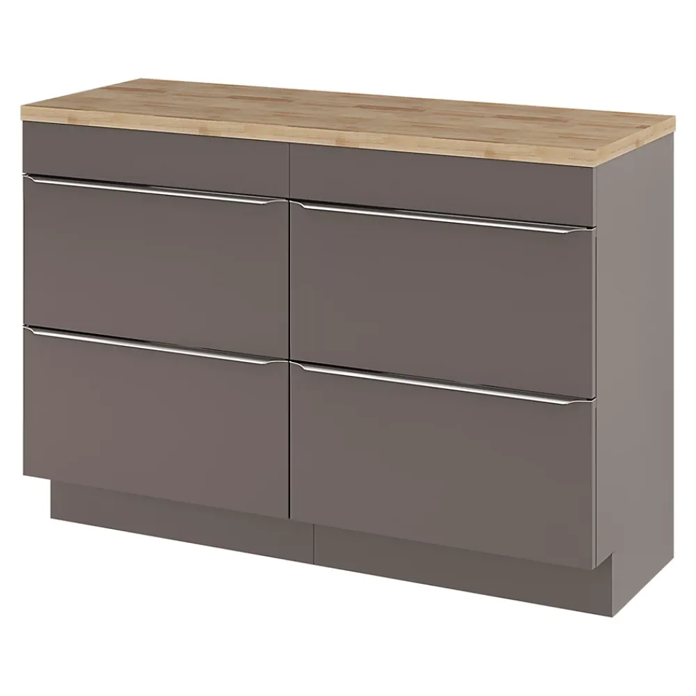 GoodHome Meuble sous vasque à poser gris taupe brillant l.120 x H.82 x P.45 cm, Imandra