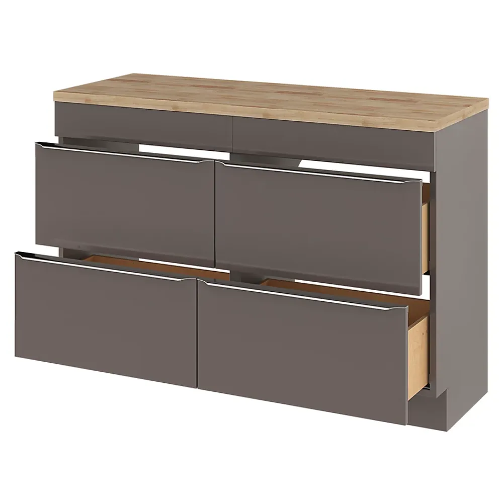 GoodHome Meuble sous vasque à poser gris taupe brillant l.120 x H.82 x P.45 cm, Imandra