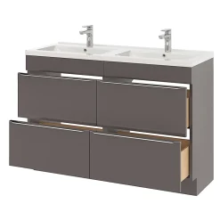 GoodHome Meuble sous vasque à poser gris taupe brillant l.120 x H.82 x P.45 cm, Imandra