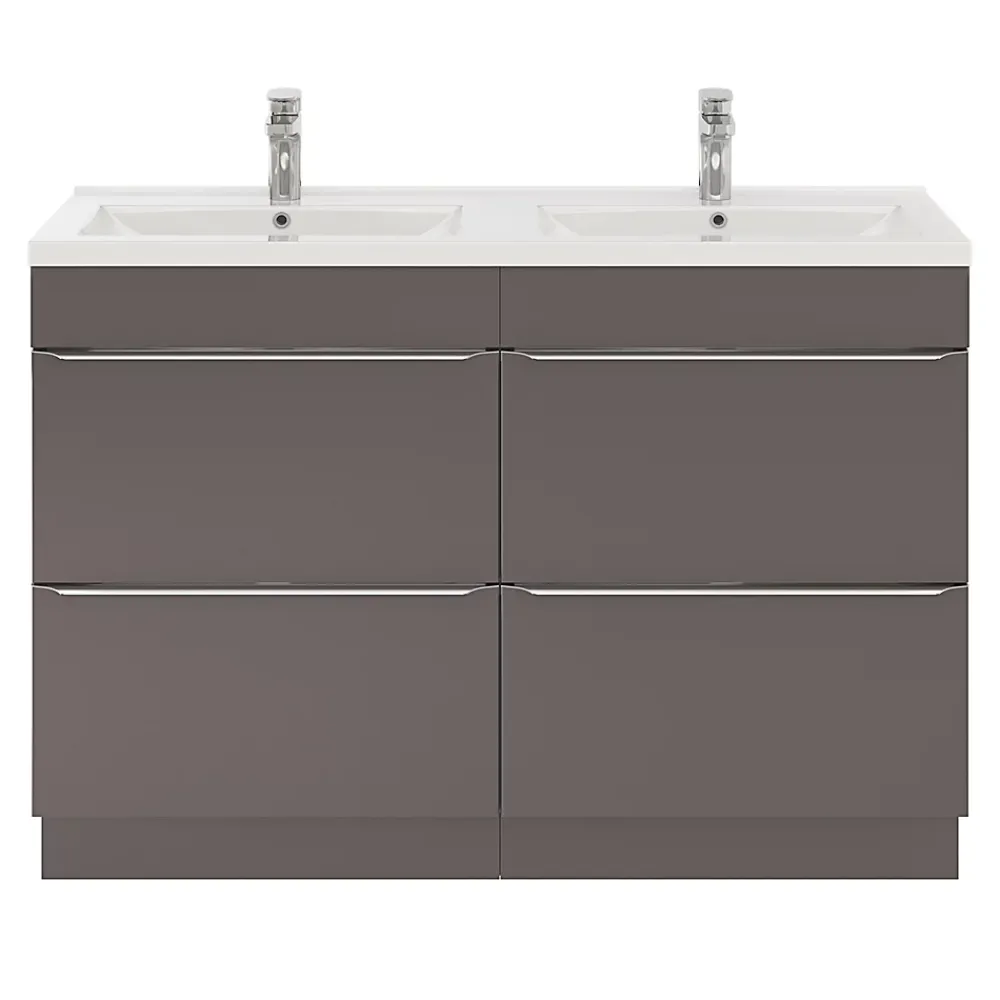 GoodHome Meuble sous vasque à poser gris taupe brillant l.120 x H.82 x P.45 cm, Imandra