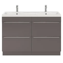 GoodHome Meuble sous vasque à poser gris taupe brillant l.120 x H.82 x P.45 cm, Imandra