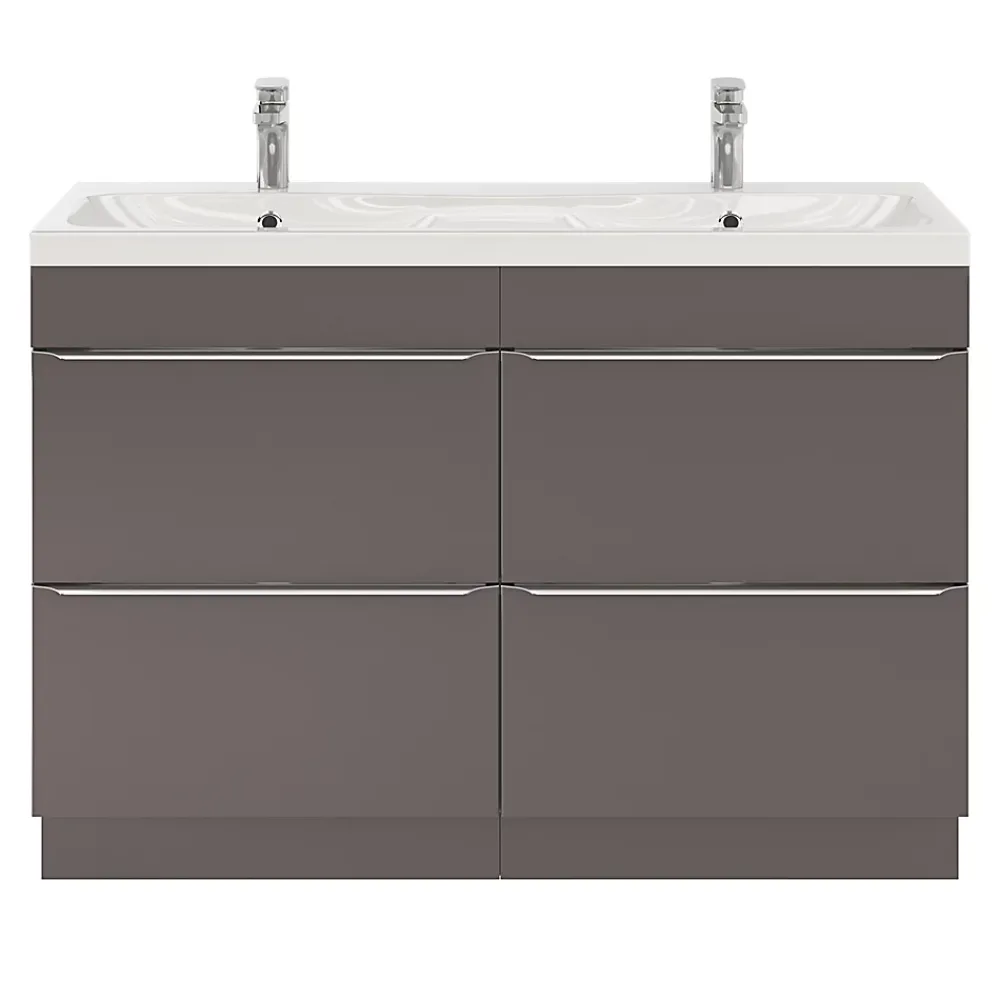 GoodHome Meuble sous vasque à poser gris taupe brillant l.120 x H.82 x P.45 cm, Imandra