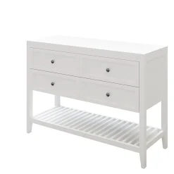 GoodHome Meuble sous vasque à poser 4 tiroirs 1 niche blanc mat l.120 cm + plan de toilette, Perma