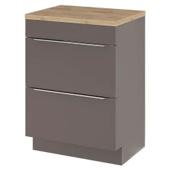 Meuble Sous-Vasque|Meuble Buanderie|GoodHome Meuble sous vasque à poser gris taupe brillant l.60 x H.82 x P.45 cm, Imandra