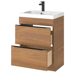 Meuble Buanderie|Meuble De Salle De Bains Faible Profondeur|GoodHome Meuble sous vasque à poser effet noyer l.60 x H.82 x P.45 cm, Imandra