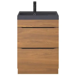 Meuble Buanderie|Meuble De Salle De Bains Faible Profondeur|GoodHome Meuble sous vasque à poser effet noyer l.60 x H.82 x P.45 cm, Imandra