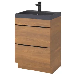 Meuble Buanderie|Meuble De Salle De Bains Faible Profondeur|GoodHome Meuble sous vasque à poser effet noyer l.60 x H.82 x P.45 cm, Imandra