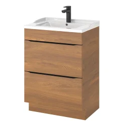 Meuble Buanderie|Meuble De Salle De Bains Faible Profondeur|GoodHome Meuble sous vasque à poser effet noyer l.60 x H.82 x P.45 cm, Imandra