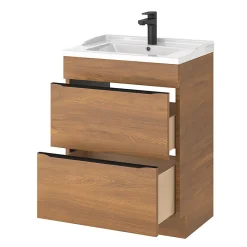 Meuble Buanderie|Meuble De Salle De Bains Faible Profondeur|GoodHome Meuble sous vasque à poser effet noyer l.60 x H.82 x P.45 cm, Imandra