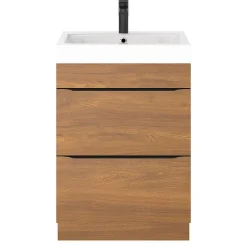 Meuble Buanderie|Meuble De Salle De Bains Faible Profondeur|GoodHome Meuble sous vasque à poser effet noyer l.60 x H.82 x P.45 cm, Imandra