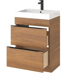 Meuble Buanderie|Meuble De Salle De Bains Faible Profondeur|GoodHome Meuble sous vasque à poser effet noyer l.60 x H.82 x P.45 cm, Imandra