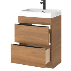 Meuble Buanderie|Meuble De Salle De Bains Faible Profondeur|GoodHome Meuble sous vasque à poser effet noyer l.60 x H.82 x P.45 cm, Imandra