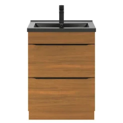 Meuble Buanderie|Meuble De Salle De Bains Faible Profondeur|GoodHome Meuble sous vasque à poser effet noyer l.60 x H.82 x P.45 cm, Imandra