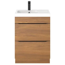 Meuble Buanderie|Meuble De Salle De Bains Faible Profondeur|GoodHome Meuble sous vasque à poser effet noyer l.60 x H.82 x P.45 cm, Imandra