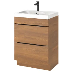 Meuble Buanderie|Meuble De Salle De Bains Faible Profondeur|GoodHome Meuble sous vasque à poser effet noyer l.60 x H.82 x P.45 cm, Imandra