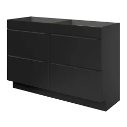 GoodHome Meuble sous vasque à poser noir mat l.120 x H.82 x P.45 cm, Imandra