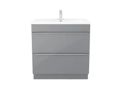 Meuble Buanderie|Meuble Sous-Vasque|GoodHome Meuble sous vasque à poser gris l.80 x H.82 x P.45 cm, Imandra
