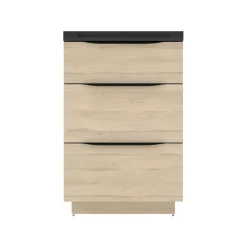 Meuble Buanderie|Meuble Sous-Vasque| Meuble sous vasque à poser effet bois l.60 x H.88 x P.50 cm, Pamili