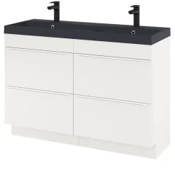 Meuble Buanderie|GoodHome Meuble sous vasque à poser blanc mat l.120 x H.82 x P.45 cm, Imandra