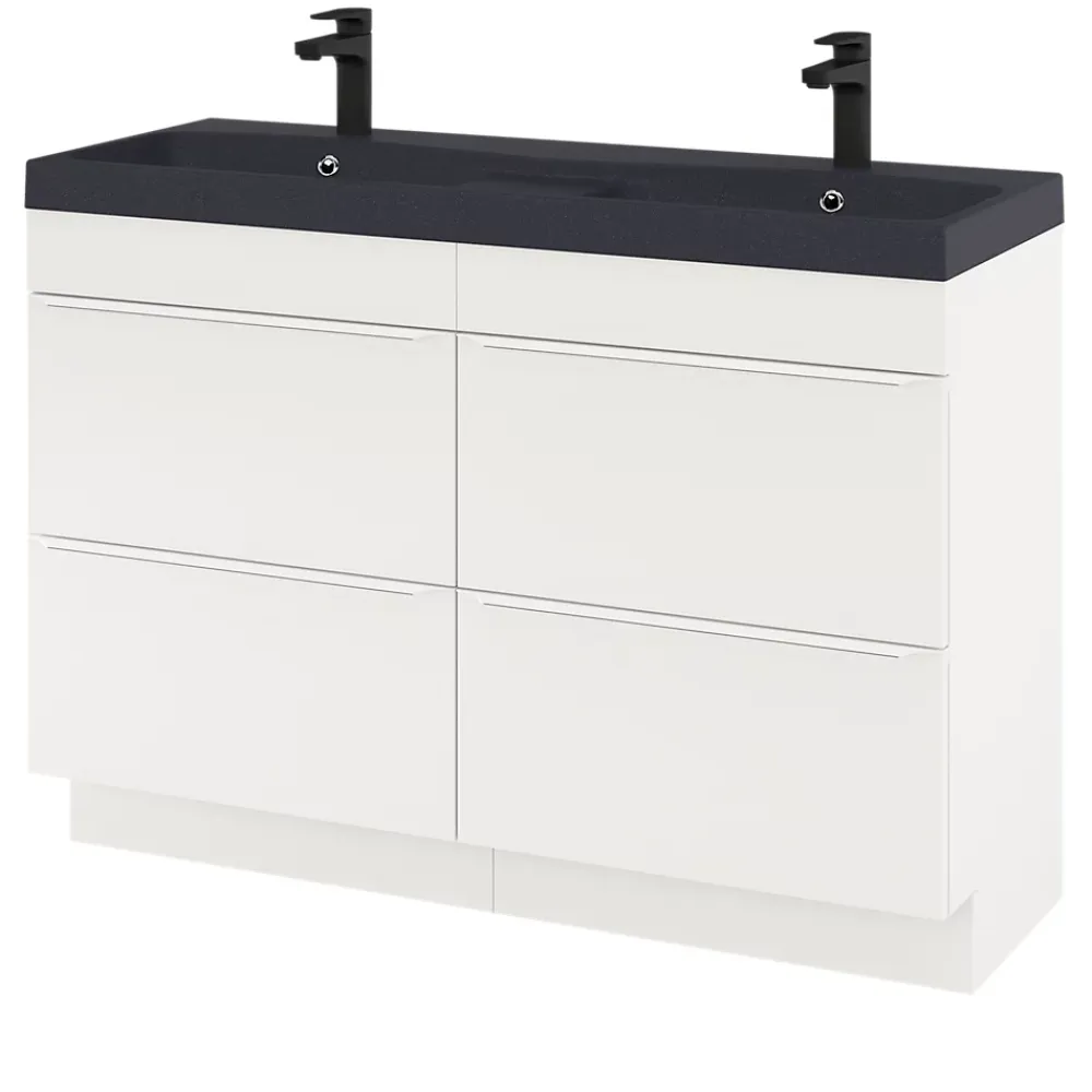 Meuble Buanderie|GoodHome Meuble sous vasque à poser blanc mat l.120 x H.82 x P.45 cm, Imandra