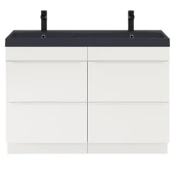 Meuble Buanderie|GoodHome Meuble sous vasque à poser blanc mat l.120 x H.82 x P.45 cm, Imandra
