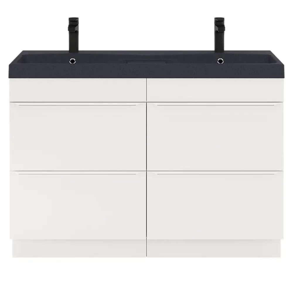 Meuble Buanderie|GoodHome Meuble sous vasque à poser blanc mat l.120 x H.82 x P.45 cm, Imandra