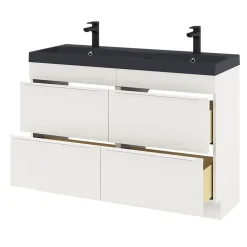 Meuble Buanderie|GoodHome Meuble sous vasque à poser blanc mat l.120 x H.82 x P.45 cm, Imandra