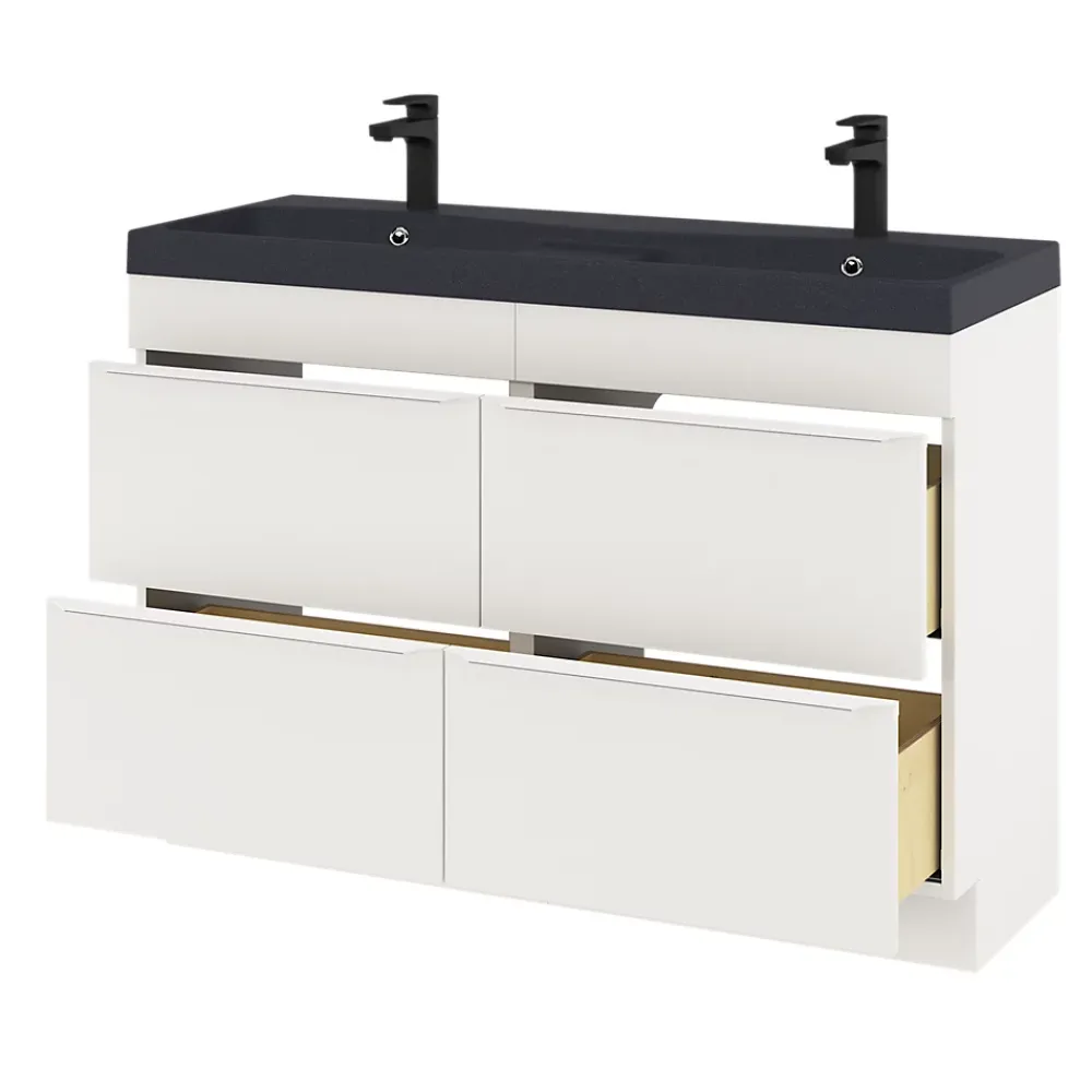 Meuble Buanderie|GoodHome Meuble sous vasque à poser blanc mat l.120 x H.82 x P.45 cm, Imandra