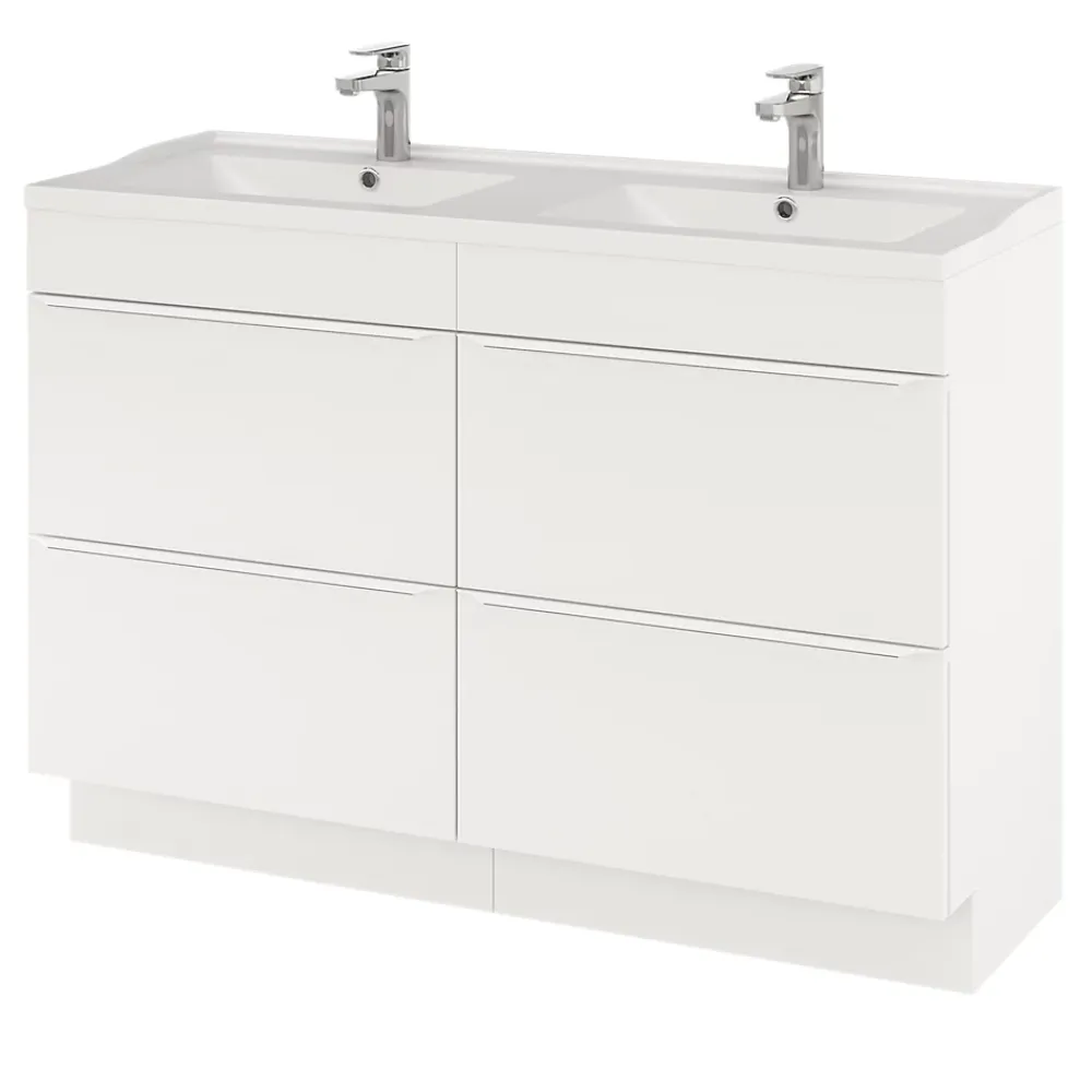 Meuble Buanderie|GoodHome Meuble sous vasque à poser blanc mat l.120 x H.82 x P.45 cm, Imandra