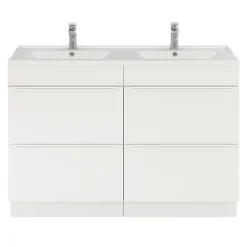Meuble Buanderie|GoodHome Meuble sous vasque à poser blanc mat l.120 x H.82 x P.45 cm, Imandra