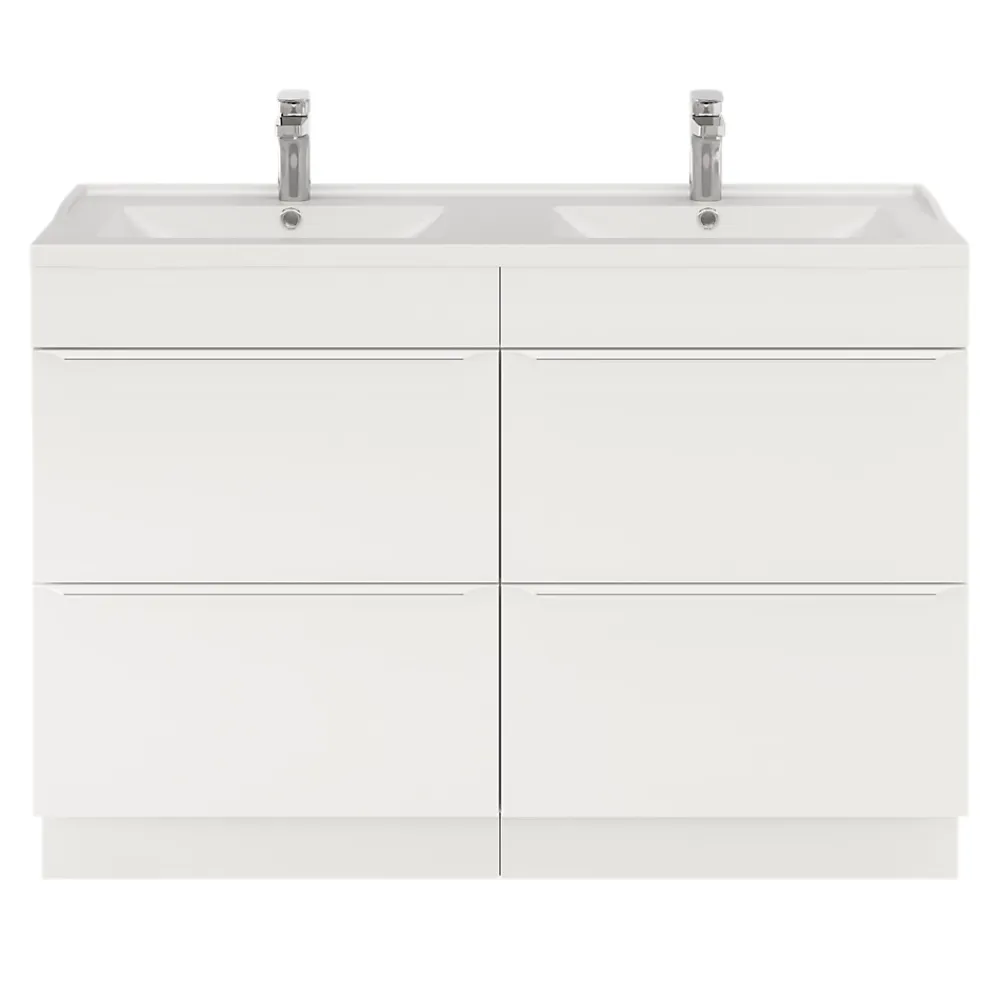 Meuble Buanderie|GoodHome Meuble sous vasque à poser blanc mat l.120 x H.82 x P.45 cm, Imandra