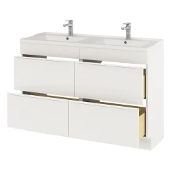Meuble Buanderie|GoodHome Meuble sous vasque à poser blanc mat l.120 x H.82 x P.45 cm, Imandra