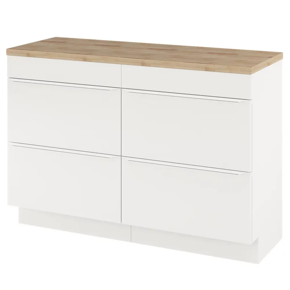 Meuble Buanderie|GoodHome Meuble sous vasque à poser blanc mat l.120 x H.82 x P.45 cm, Imandra