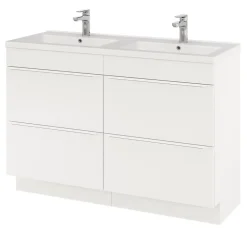 Meuble Buanderie|GoodHome Meuble sous vasque à poser blanc mat l.120 x H.82 x P.45 cm, Imandra