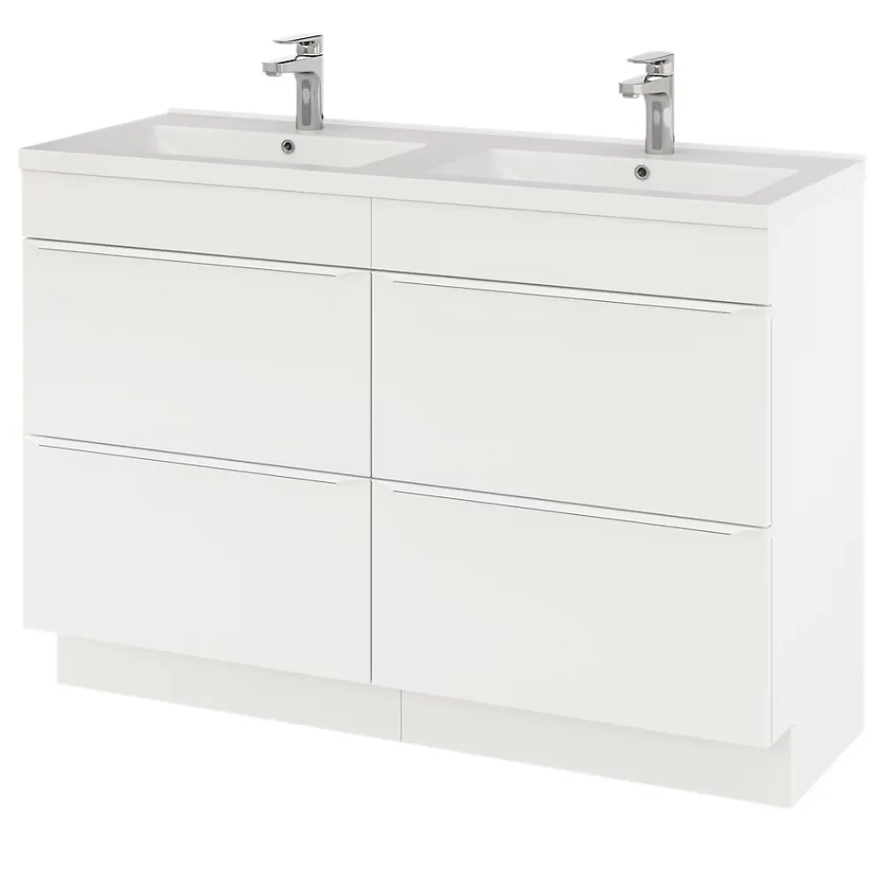Meuble Buanderie|GoodHome Meuble sous vasque à poser blanc mat l.120 x H.82 x P.45 cm, Imandra