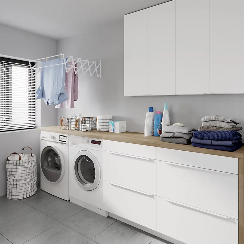 Meuble Buanderie|GoodHome Meuble sous vasque à poser blanc mat l.120 x H.82 x P.45 cm, Imandra