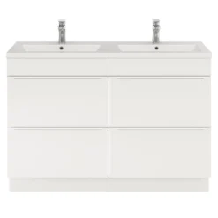 Meuble Buanderie|GoodHome Meuble sous vasque à poser blanc mat l.120 x H.82 x P.45 cm, Imandra