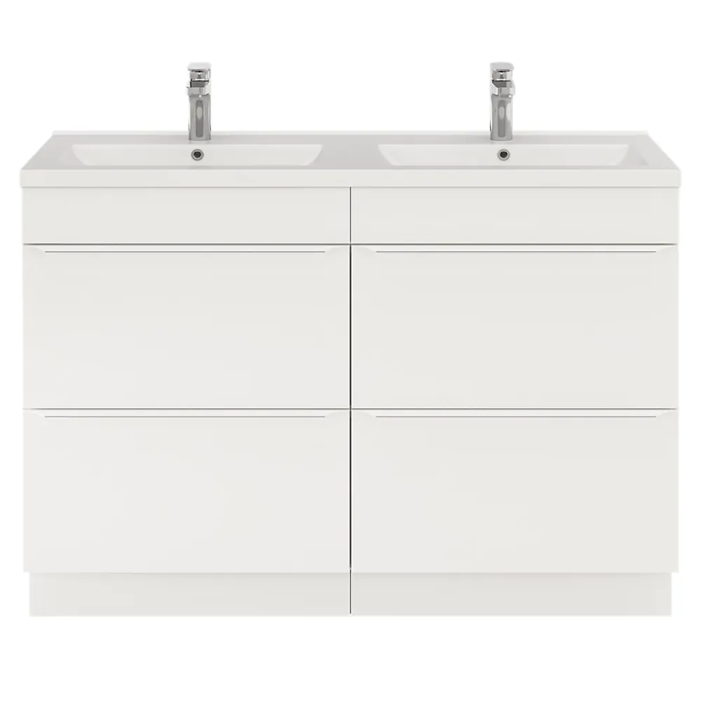 Meuble Buanderie|GoodHome Meuble sous vasque à poser blanc mat l.120 x H.82 x P.45 cm, Imandra