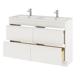 Meuble Buanderie|GoodHome Meuble sous vasque à poser blanc mat l.120 x H.82 x P.45 cm, Imandra