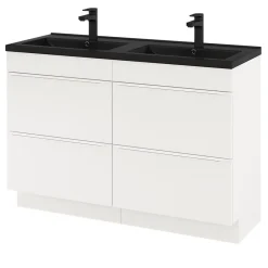 Meuble Buanderie|GoodHome Meuble sous vasque à poser blanc mat l.120 x H.82 x P.45 cm, Imandra