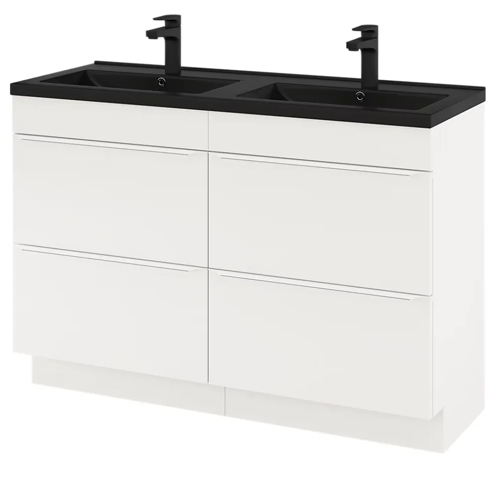 Meuble Buanderie|GoodHome Meuble sous vasque à poser blanc mat l.120 x H.82 x P.45 cm, Imandra