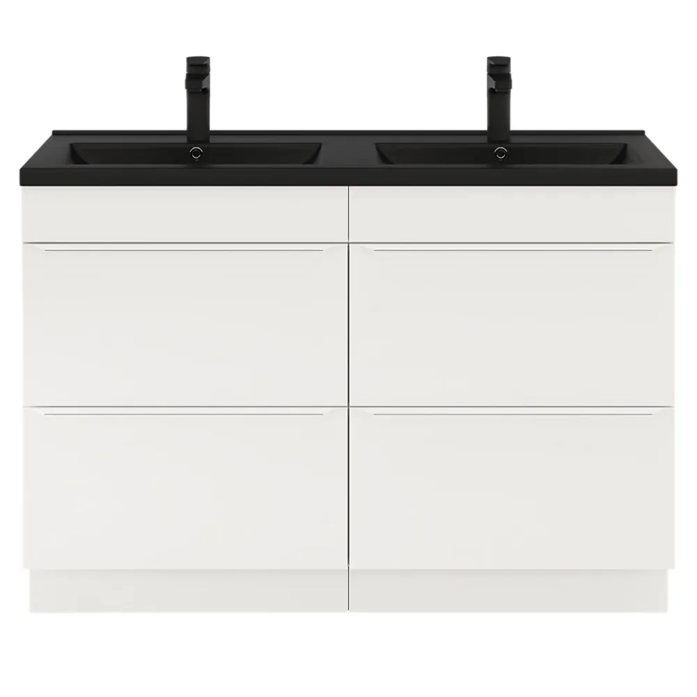Meuble Buanderie|GoodHome Meuble sous vasque à poser blanc mat l.120 x H.82 x P.45 cm, Imandra